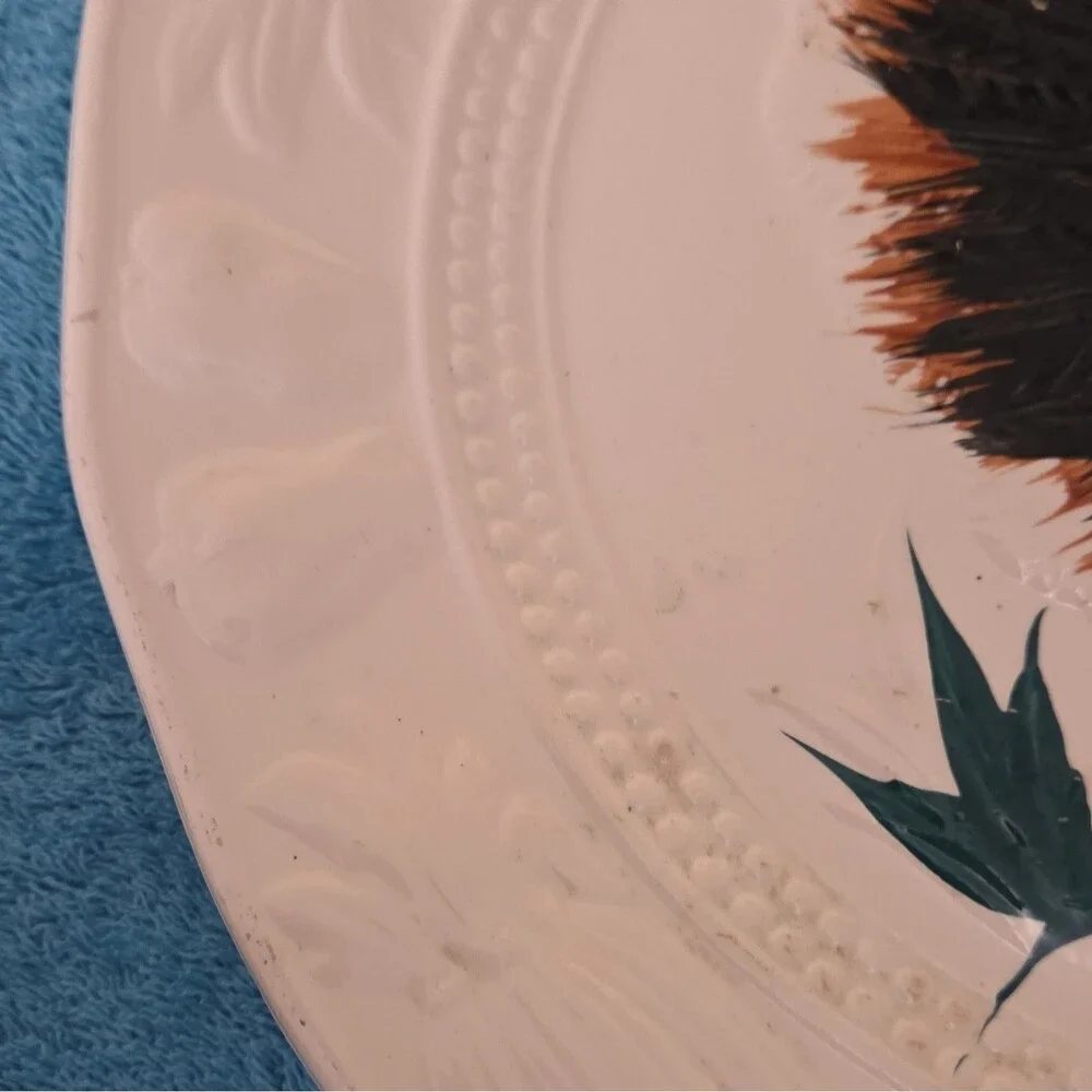 Hand Painted Ceramic Turkey Oval Platter Decorative Thanksgiving Birds Theme